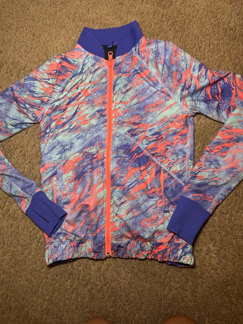 Ivivva By Lululemon Jacket Girls 10 Purple Pink Full Zip Thumbholes Athletic